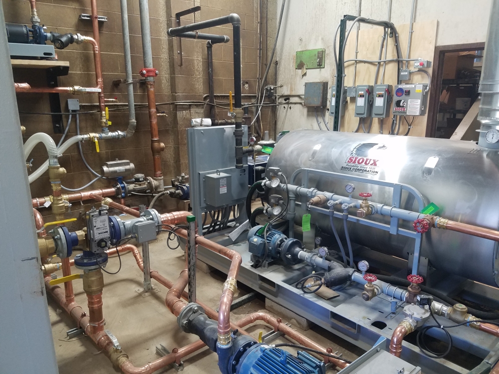 Concrete plant water heater installation